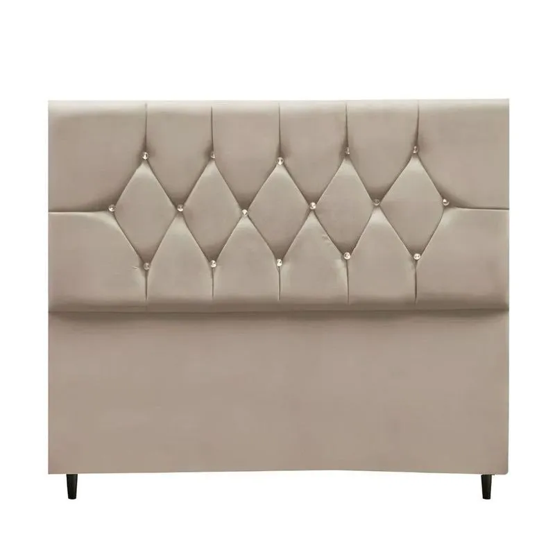 Cabeceira Cama Box King 195 Cm Geovana Suede bege