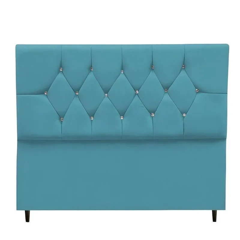 Cabeceira Cama Box King 195 Cm Geovana Suede azul Turquesa