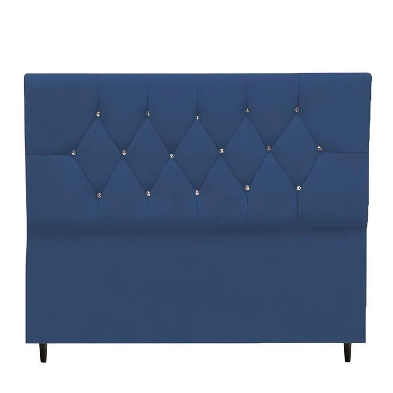 Cabeceira Cama Box King 195 Cm Geovana Suede azul Marinho