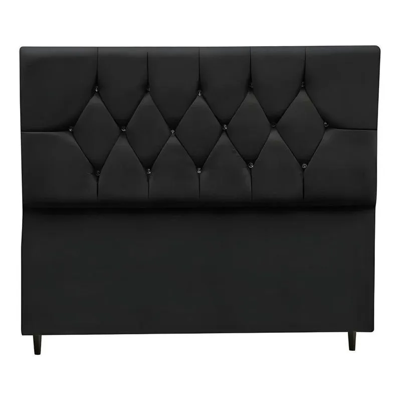 Cabeceira Cama Box Estofada Queen 160 Cm Geovana Suede preto