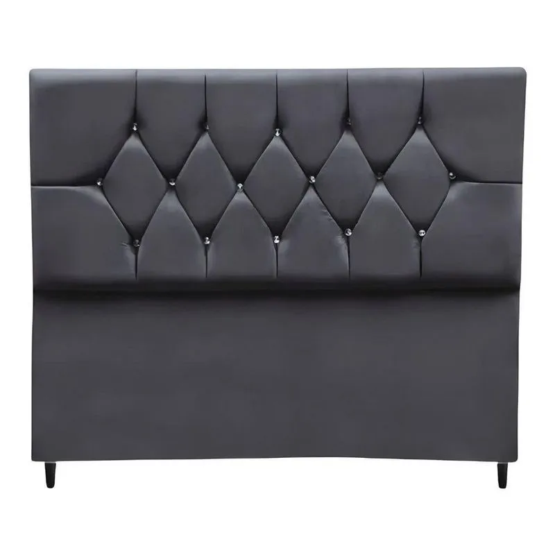 Cabeceira Cama Box Estofada Queen 160 Cm Geovana Suede cinza Escuro
