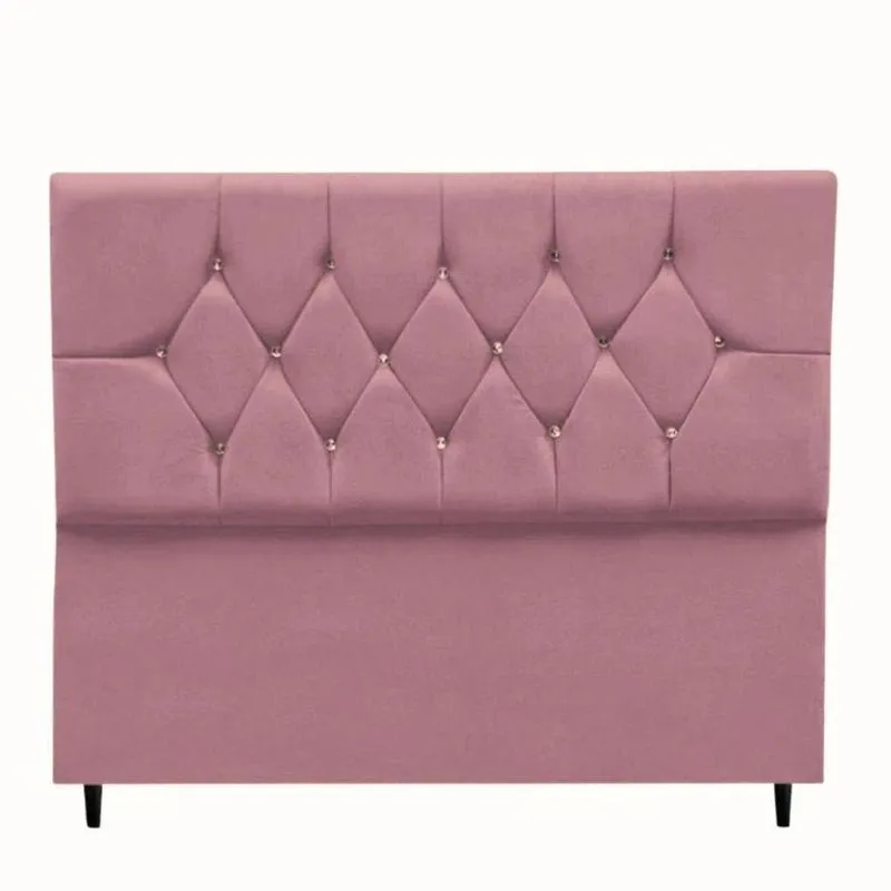 Cabeceira Cama Box Solteiro 90 Cm Geovana Suede Rosê