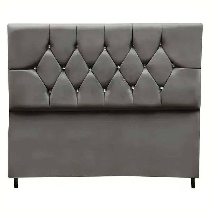 Cabeceira Cama Box Solteiro 90 Cm Geovana Suede cinza