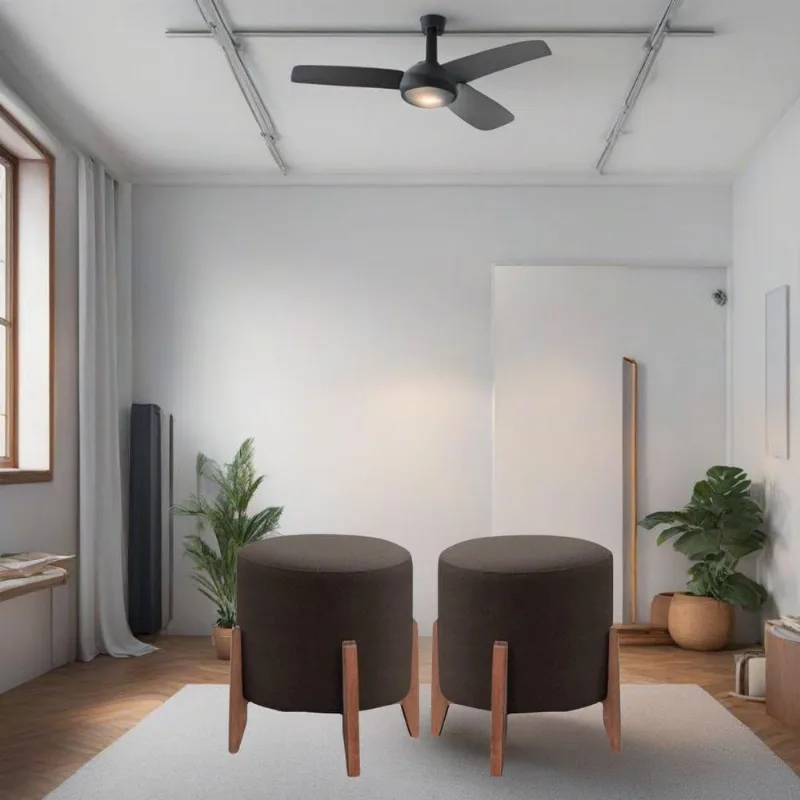 Kit 2 Puff Decorativo Para Sala Redondo Luxo Dallas Veludo Marrom