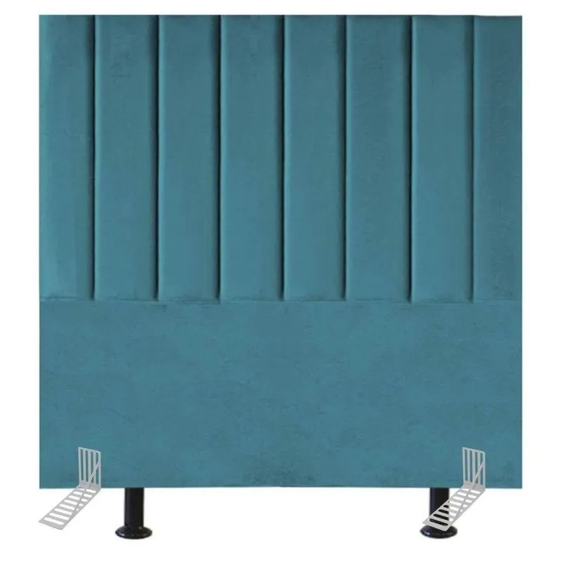 Cabeceira Estofada De Cama Casal Box 140 Cm Sara Suede E Frame azul Turquesa