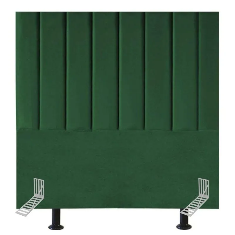 Cabeceira Estofada Cama Box Solteiro 90 Cm Sara Suede E Frame verde