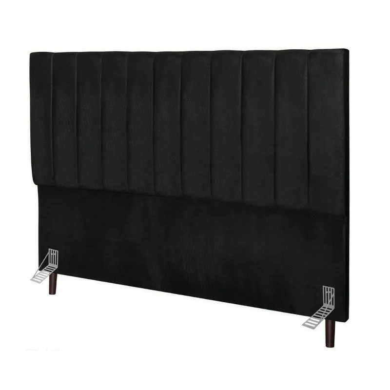 Cabeceira Estofada Cama Casal Box 140 Cm Maya Linho E Frame preto