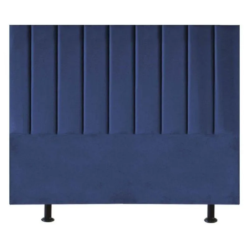 Cabeceira Estofada Cama Casal Queen Size 160 Cm Maya Veludo E Frame azul Marinho