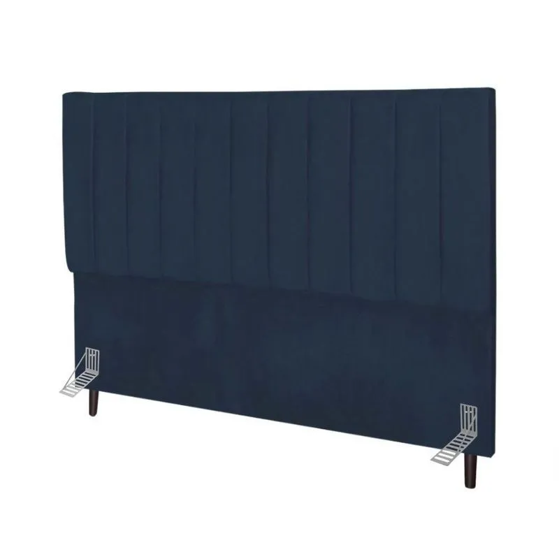 Cabeceira Estofada Cama King 195 Cm Maya Suede E Frame Cor: azul Marinho