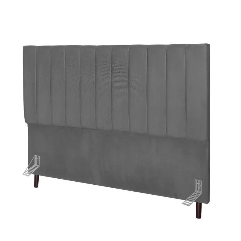 Cabeceira Estofada De Cama Solteiro Box 100 Cm Maya Suede E Frame cinza