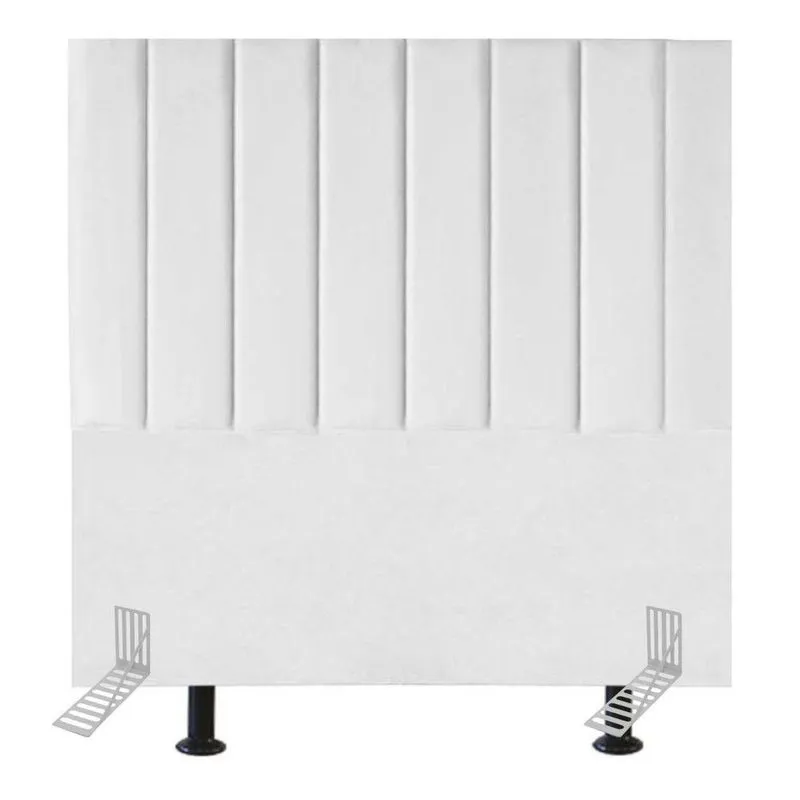 Cabeceira Estofada De Cama Solteiro Box 100 Cm Maya Suede E Frame branco