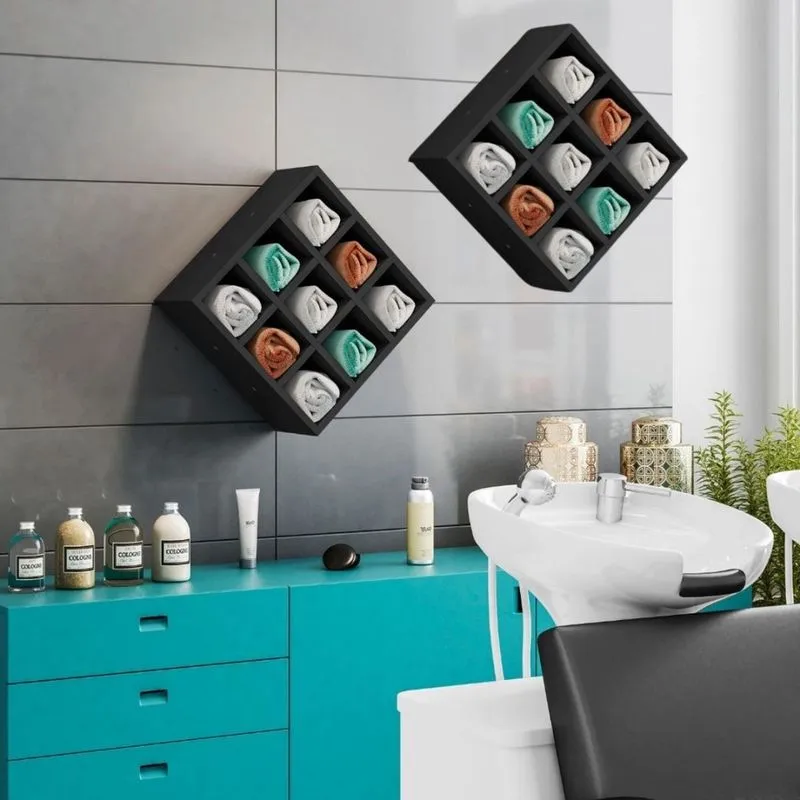 Kit 2 Nicho Decorativo Porta Toalha Com 9 Nichos Multiuso Glamour