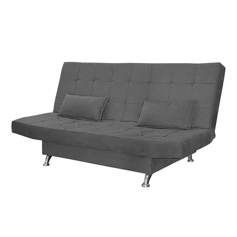 Sofá Cama Casal Com Almofadas Chicago Suede Cinza
