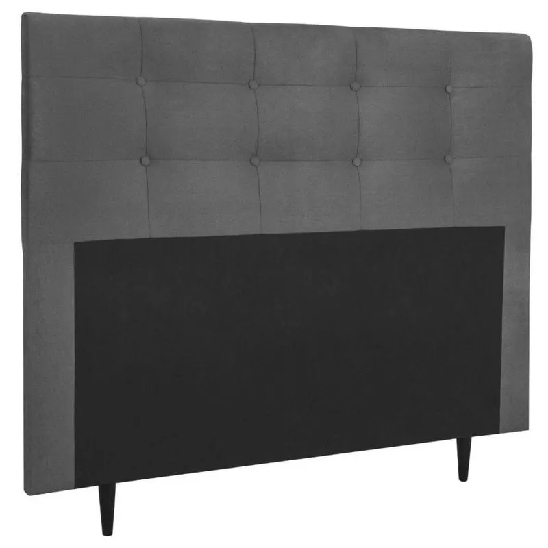 Cabeceira Estofada Cama King 195 Cm Cristal Suede Cinza