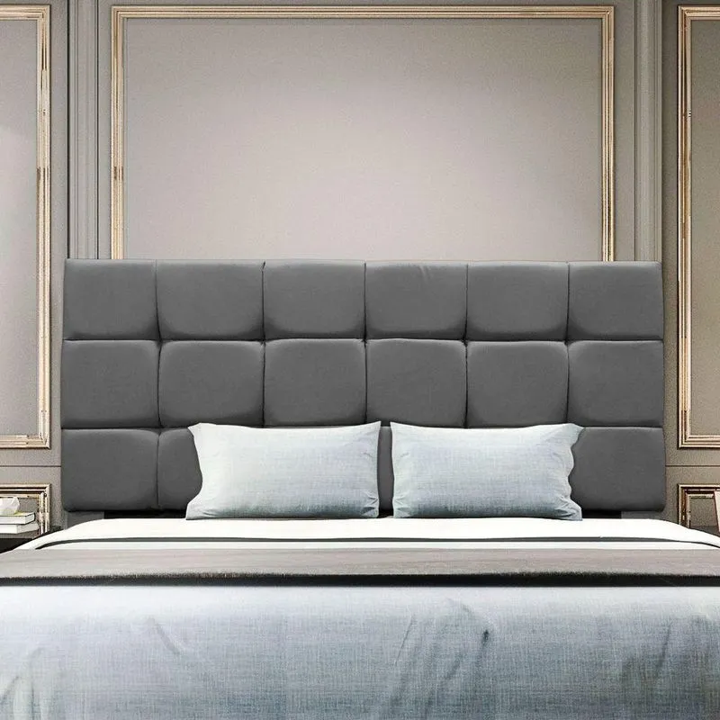 Cabeceira Cama Box Estofada Solteiro 90 Cm Costa Rica Suede Cinza