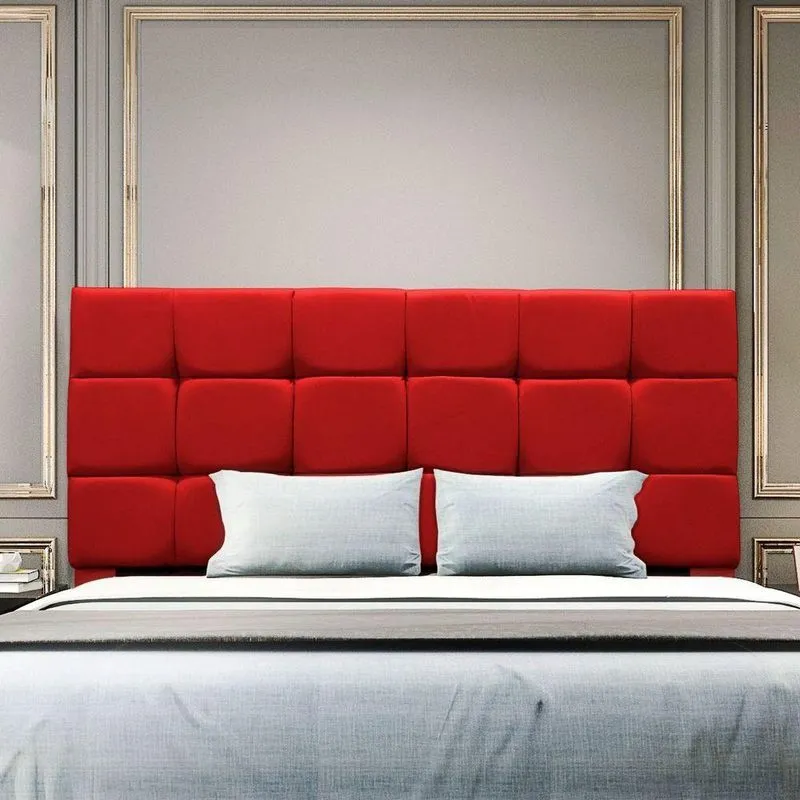 Cabeceira Estofada Cama Box Casal 140 Cm Costa Rica Suede Vermelho