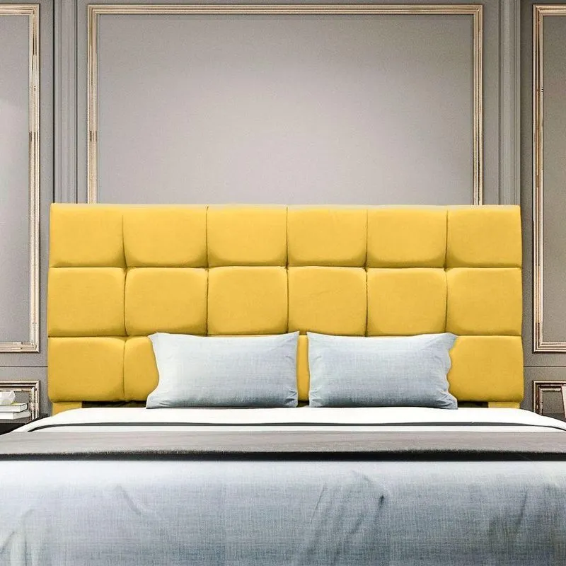 Cabeceira Cama Box Estofada King 195 Cm Costa Rica Suede Amarelo