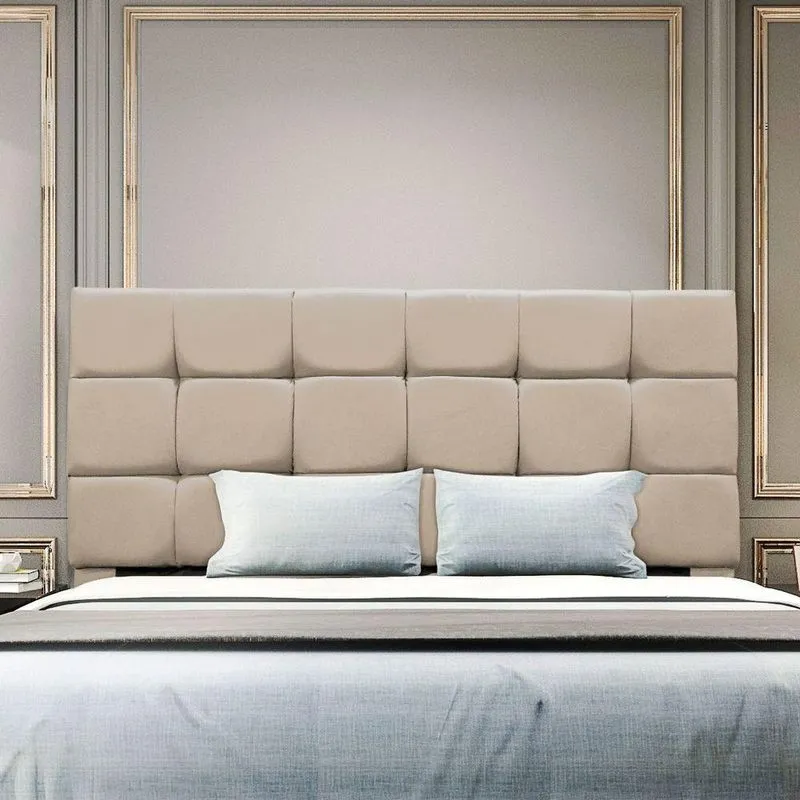 Cabeceira Cama Box Estofada King 195 Cm Costa Rica Suede Bege