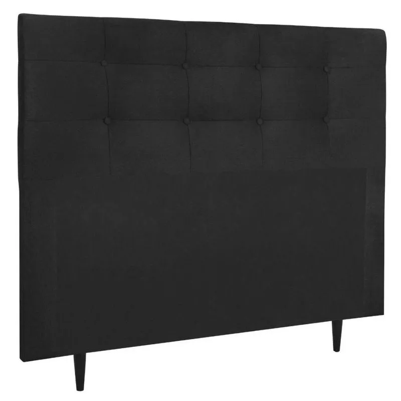 Cabeceira Estofada Cama Box Queen 160 Cm Lorena Suede Suede Preto