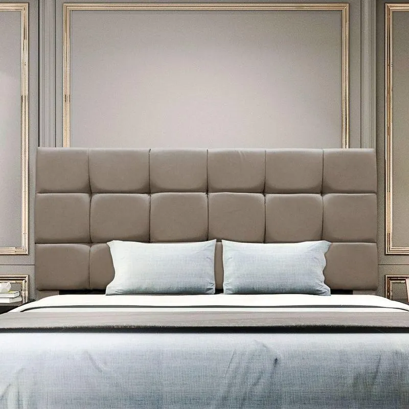 Cabeceira Cama Box Estofada Solteiro 90 Cm Ananda Suede Bege Escuro