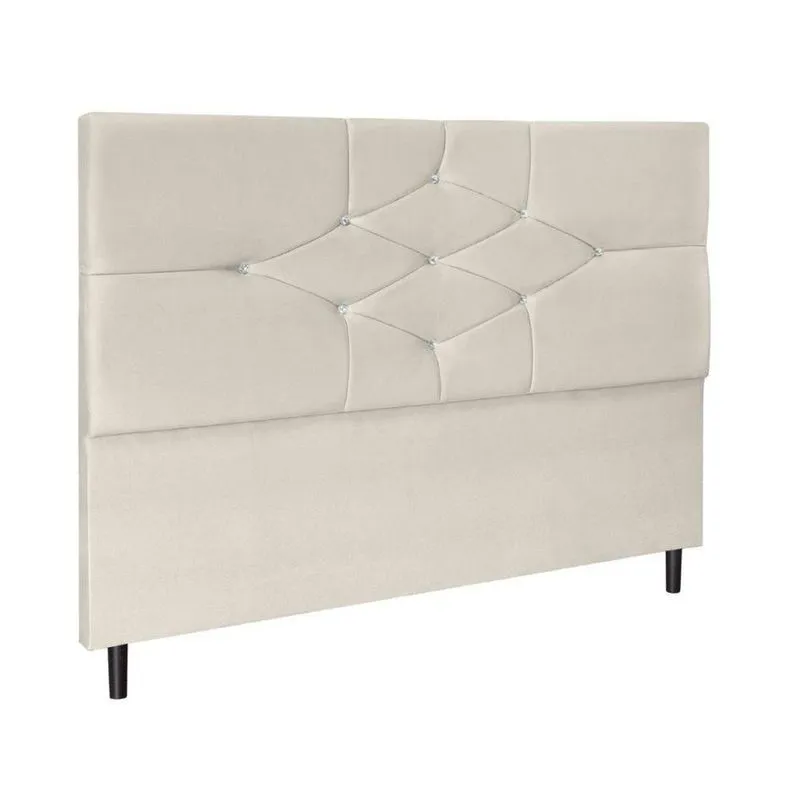 Cabeceira Cama Solteira 90 Cm Virgínia Suede Bege