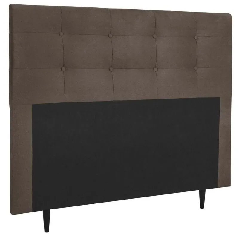 Cabeceira Estofada Cama Box Casal 140 Cm Helena Suede Marrom