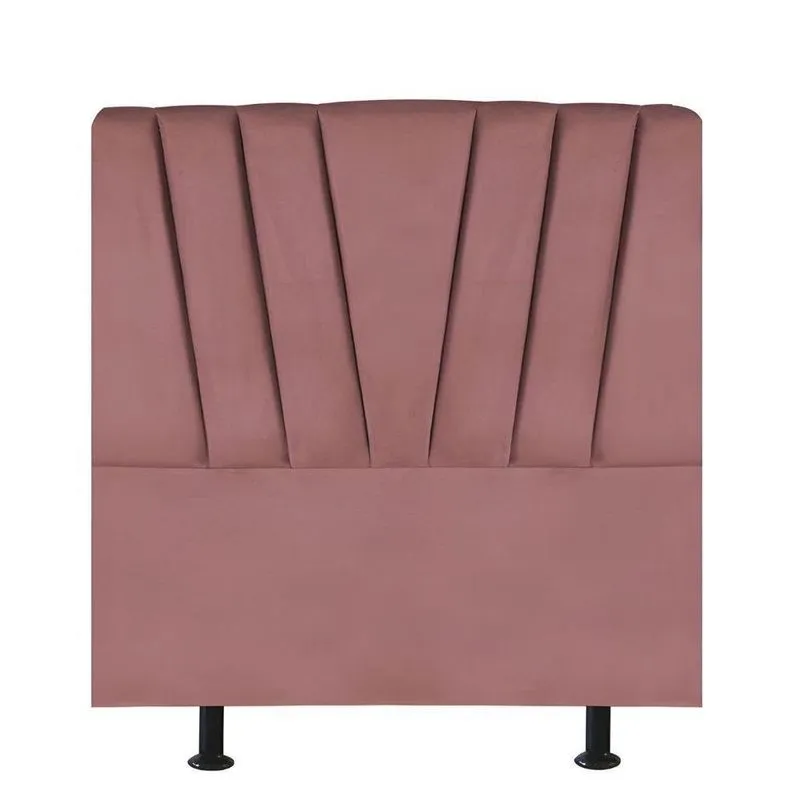Cabeceira Estofada Cama Box Solteiro 90 Cm Louise Veludo Rosé