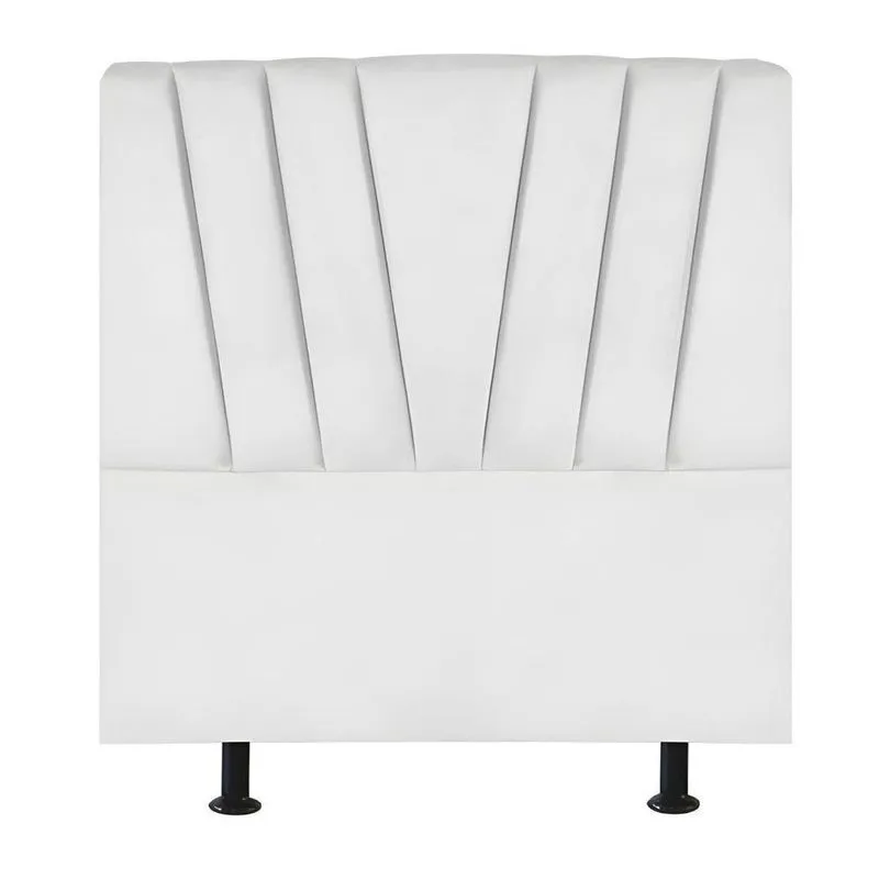 Cabeceira Estofada Cama Box Solteiro 90 Cm Louise Suede Branco