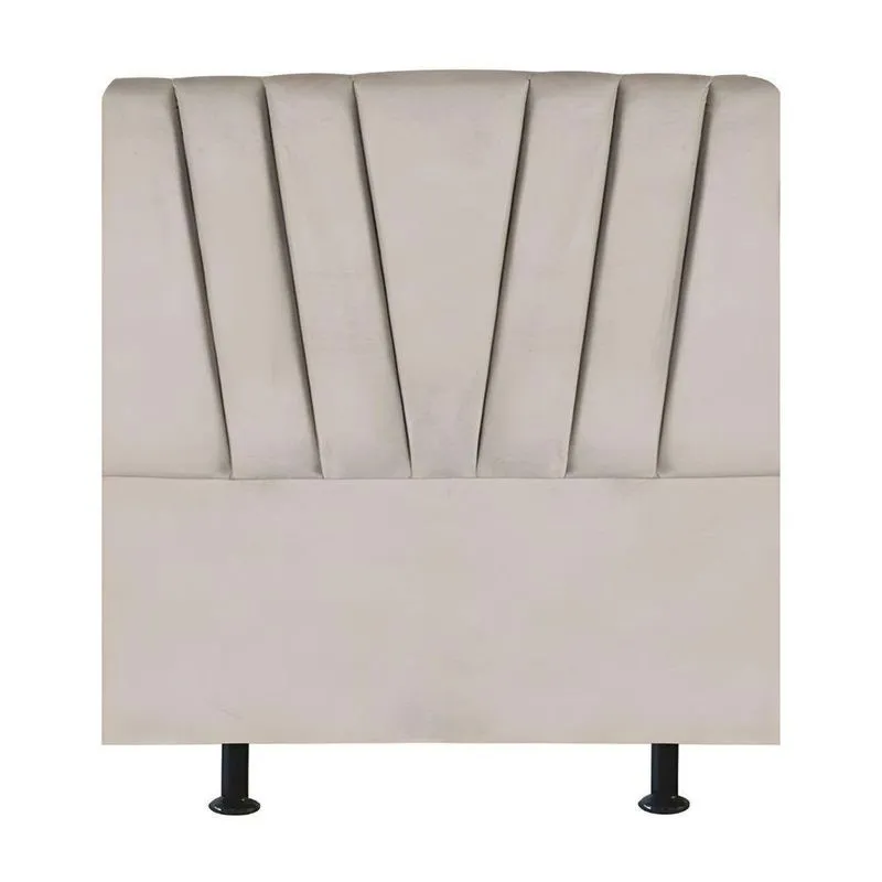Cabeceira Estofada Cama Box Solteiro 90 Cm Louise Suede Bege