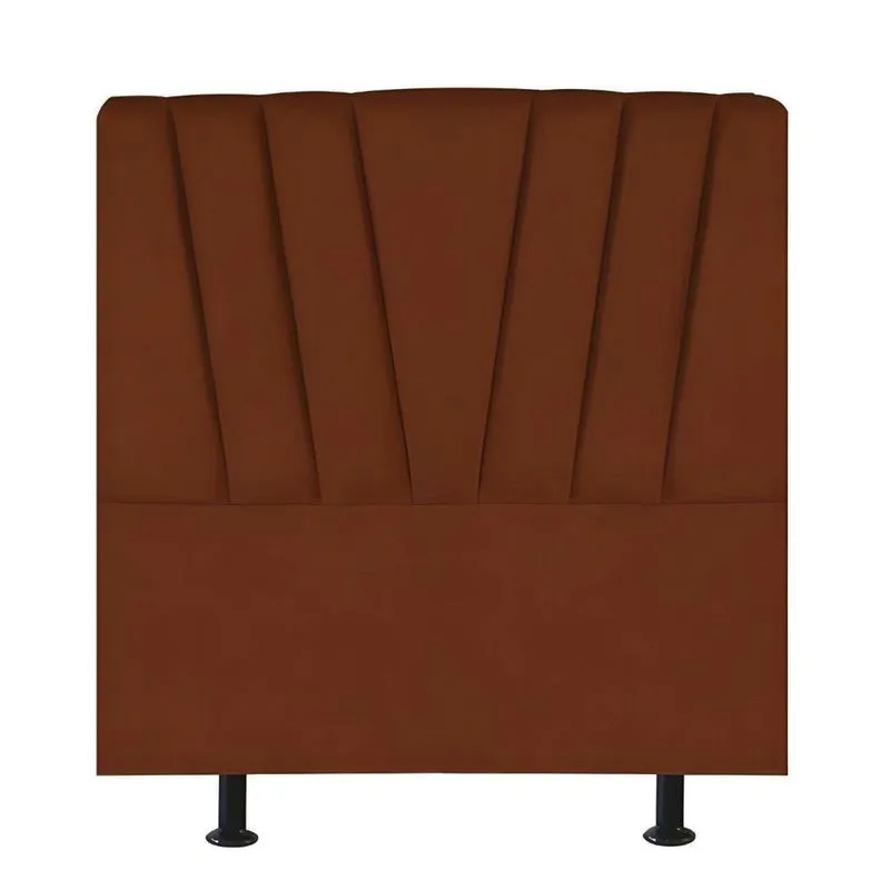 Cabeceira Estofada Cama Box Solteiro 90 Cm Ariel Veludo Terracota