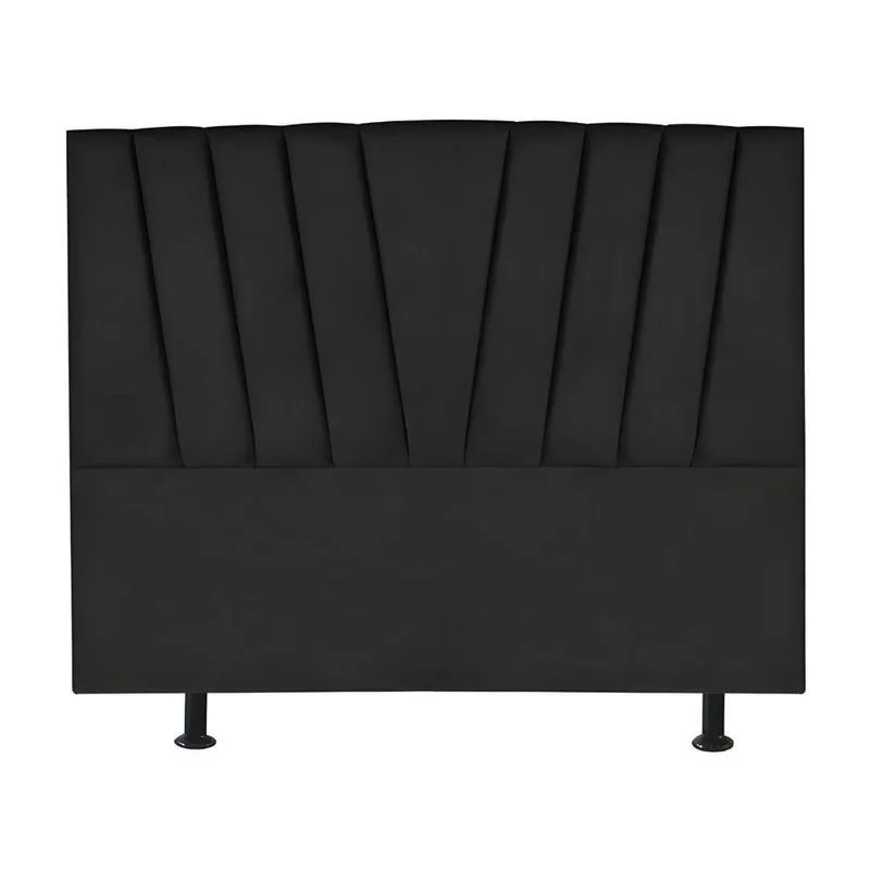 Cabeceira Estofada Cama Box King 195 Cm Ariel Suede Preto