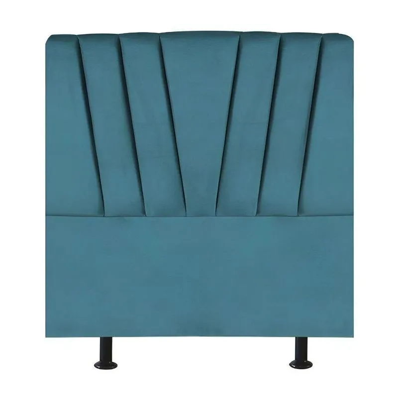 Cabeceira Estofada Cama Box Solteiro 100 Cm Ariel Suede Azul Turquesa