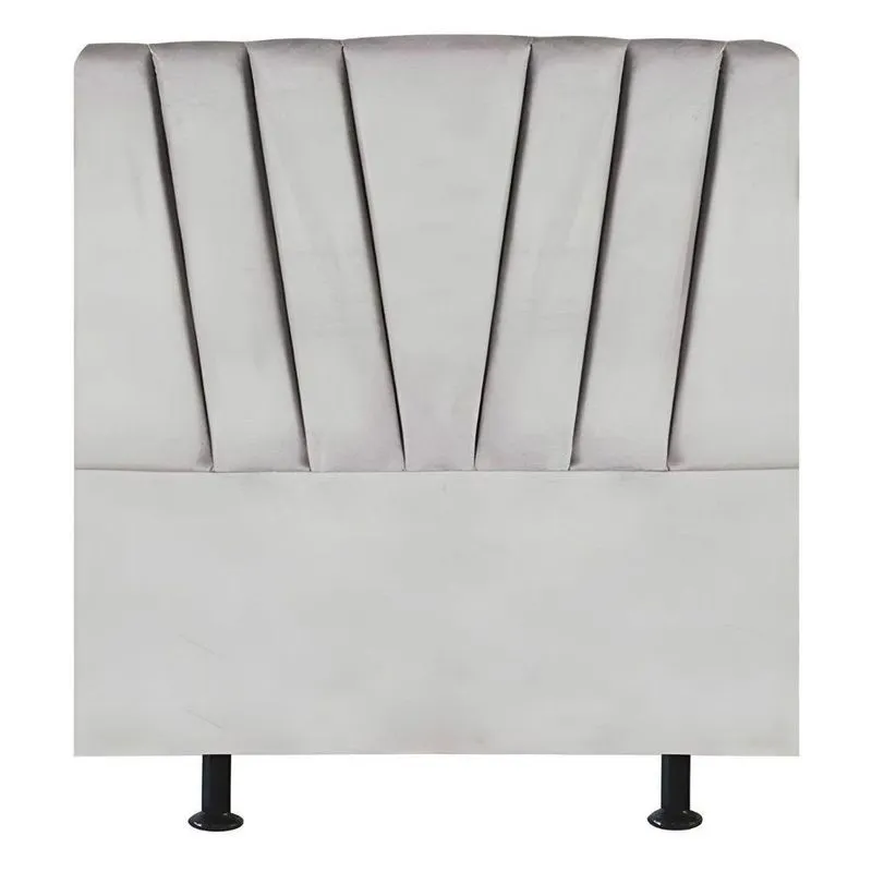 Cabeceira Estofada Cama Box Solteiro 100 Cm Ariel Suede Cinza Claro