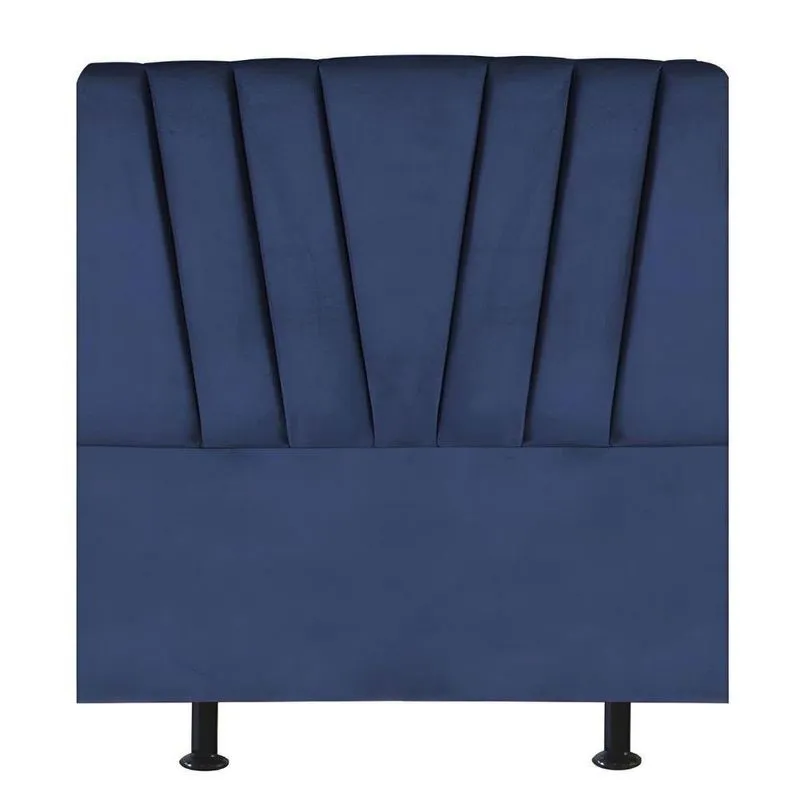 Cabeceira Estofada Cama Box Solteiro 100 Cm Ariel Suede Azul Marinho