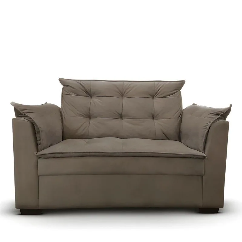 Sofá 2 Lugares Para Sala Moderno Confortável Aurora Suede bege Escuro