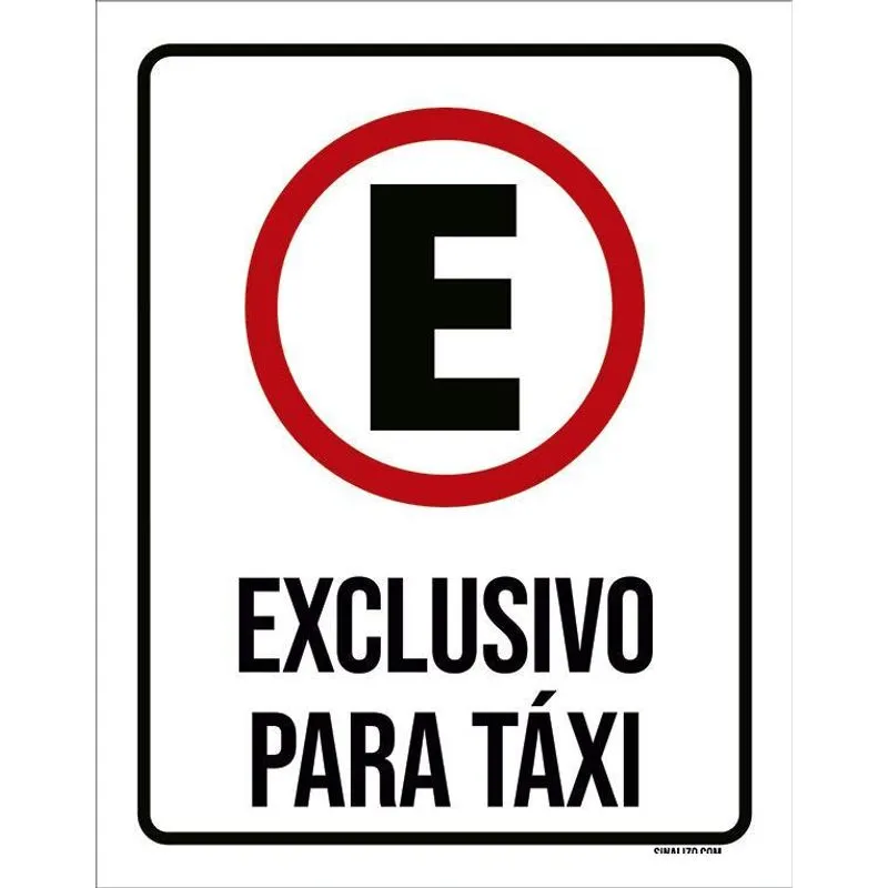 Placa De Sinalização - Estacionamento Exclusivo Taxi 27x35