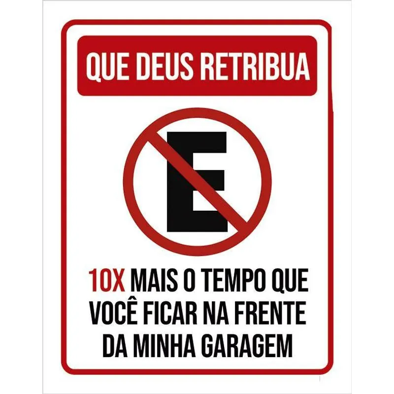 Placa De Sinalização Que Deus Retribua Estacionamento 27x35