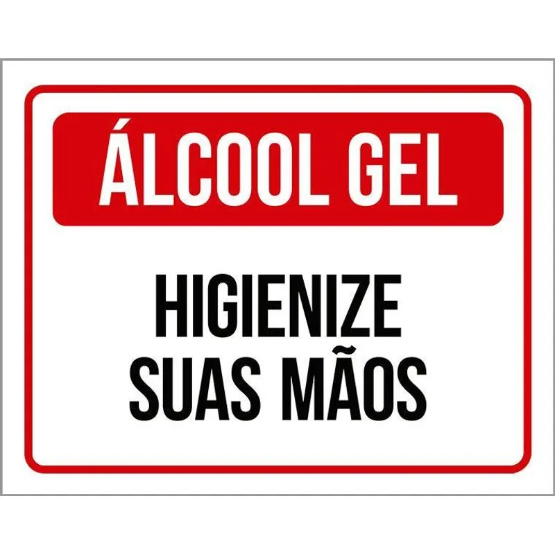 Placa De Sinalização - Álcool Gel Higienize Suas Mãos 27x35