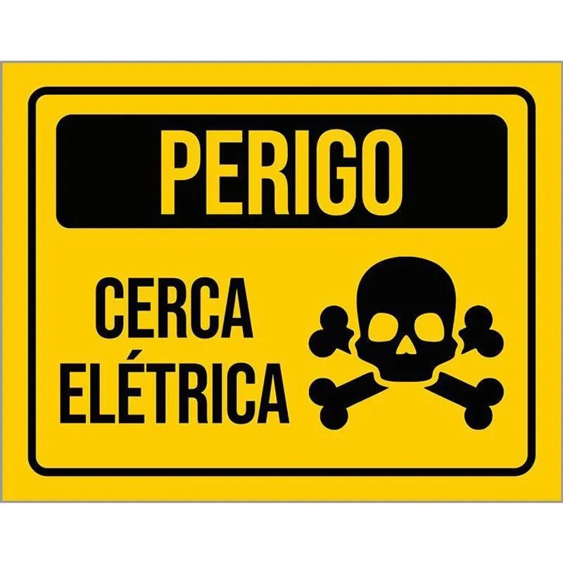 Placa De Sinalização Aviso Perigo Cerca Elétrica 27X35