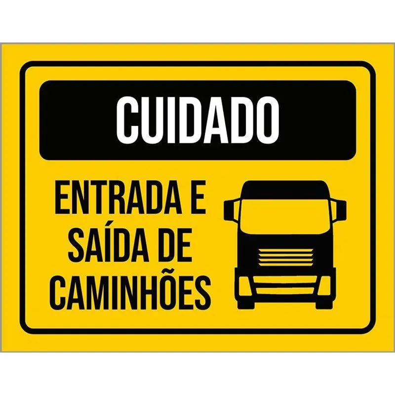 Placa Sinalização Cuidado Entrada E Saída De Caminhões 27x35