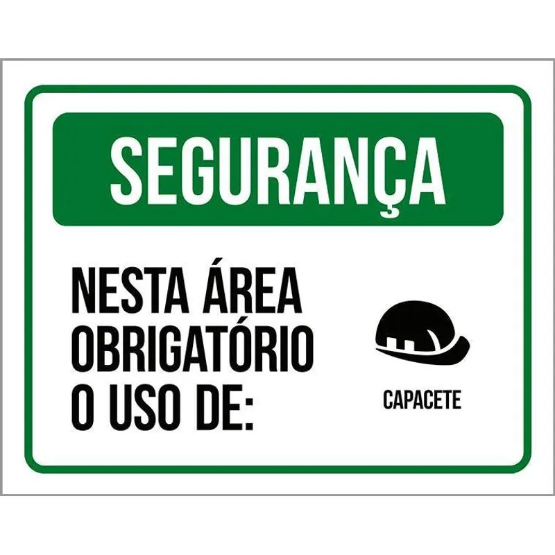 Placa De Segurança - Nesta Área Obrigatório Capacete 27x35