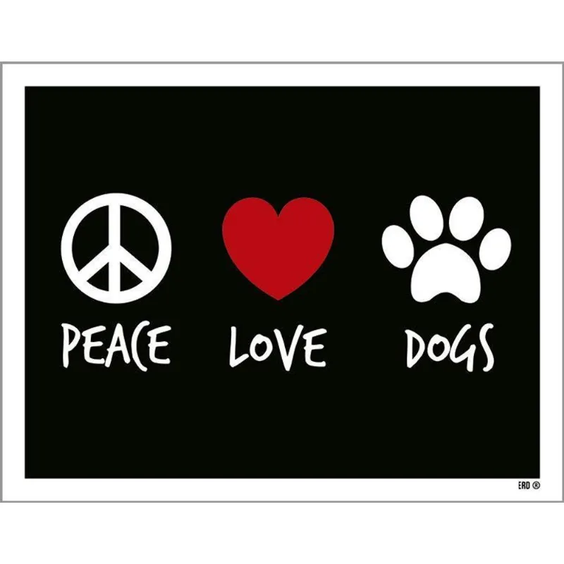 Placa Decorativa - Peace Love Dogs 27x35