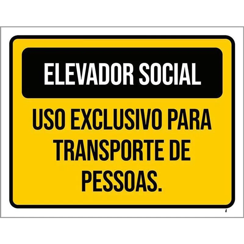 Placa Elevador Social Uso Exclusivo Transporte 27X35