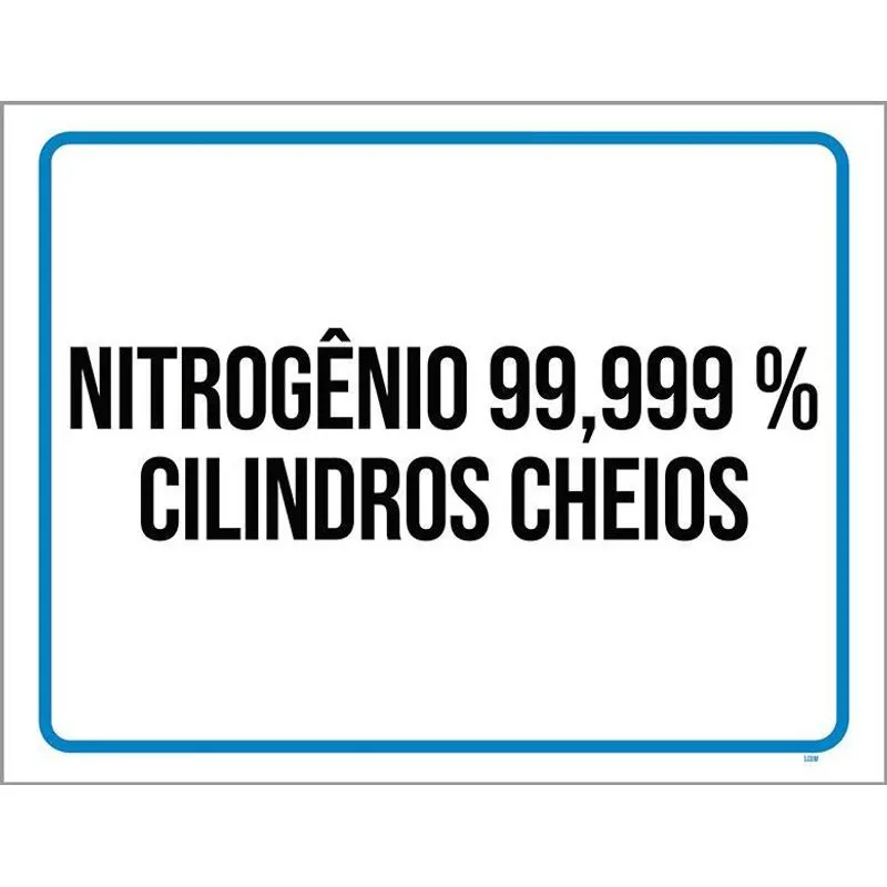 Placa Sinalização - Nitrogênio Cilindros Cheios 27x35