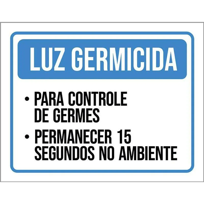 Placa Sinalização Luz Germicida 27x35