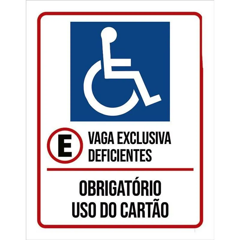 Placa Vaga Exclusiva Deficientes Obrigatório Cartão 27x35