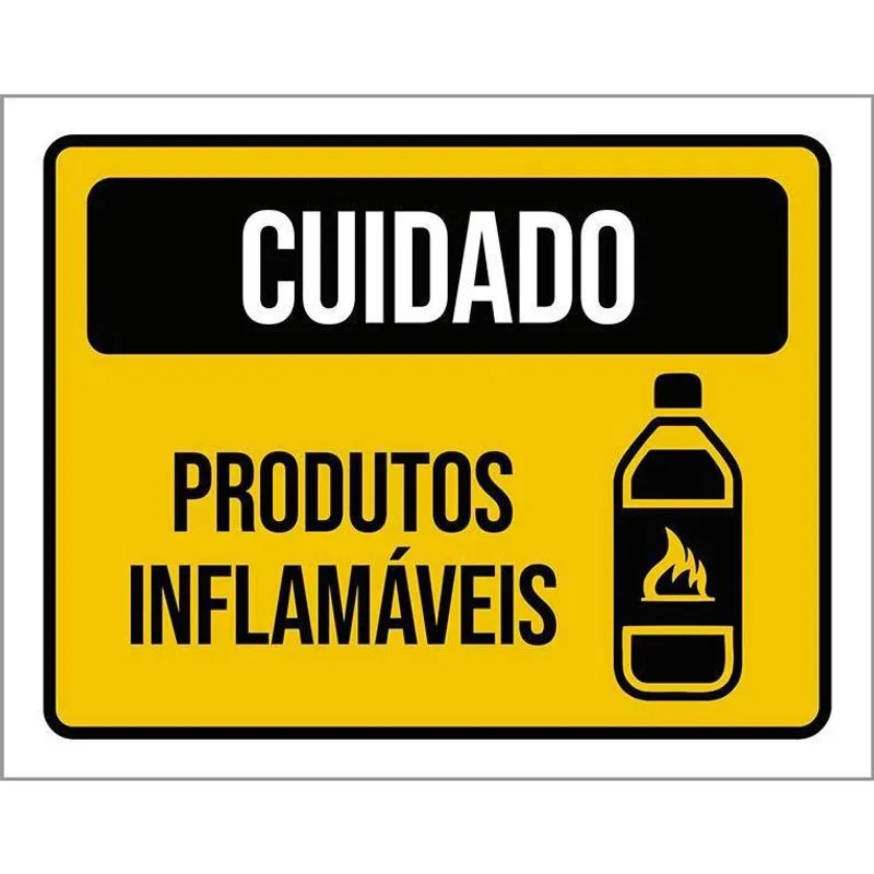 Placa Cuidado Produtos Inflamáveis 27X35