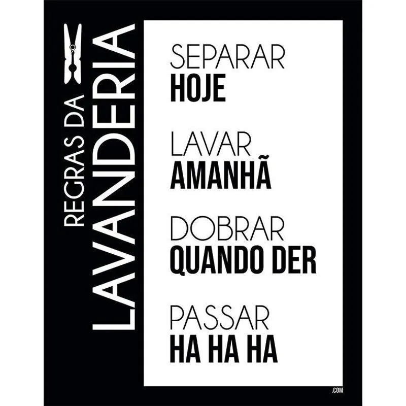 Placa Divertida Sinalização Regras Da Lavanderia 27x35