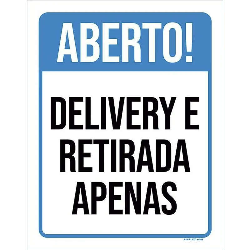 Placa Restaurante Distanciamento Social Aberto 27x35