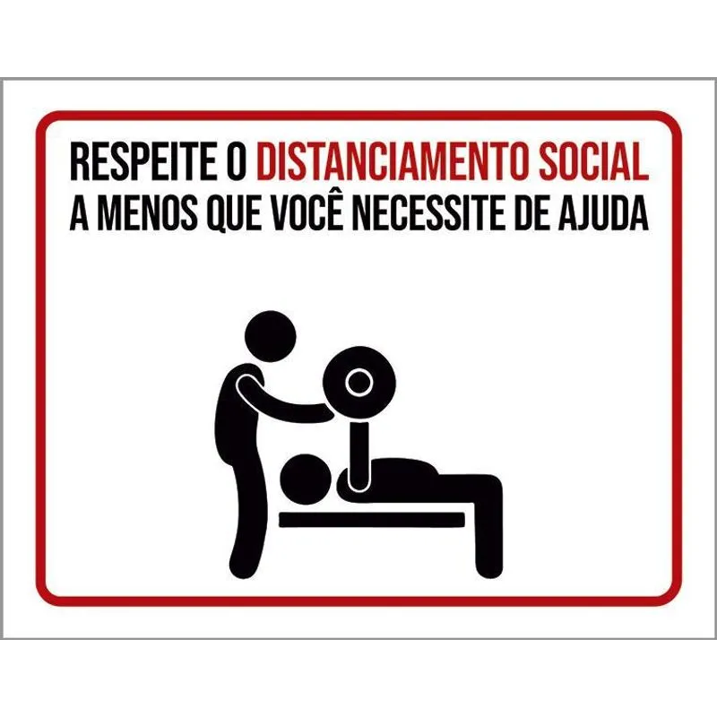 Placa Higiene Distanciamento Social Academia 27x35